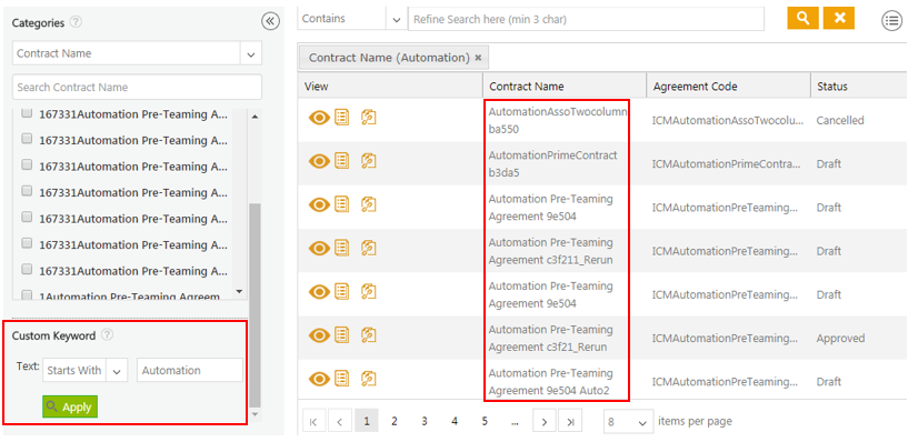 Index Page Search - Starts With operator