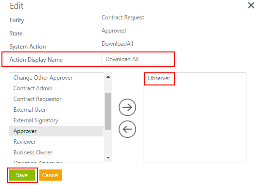 Role Action Mapping to Download Associations of Contract Requests 3