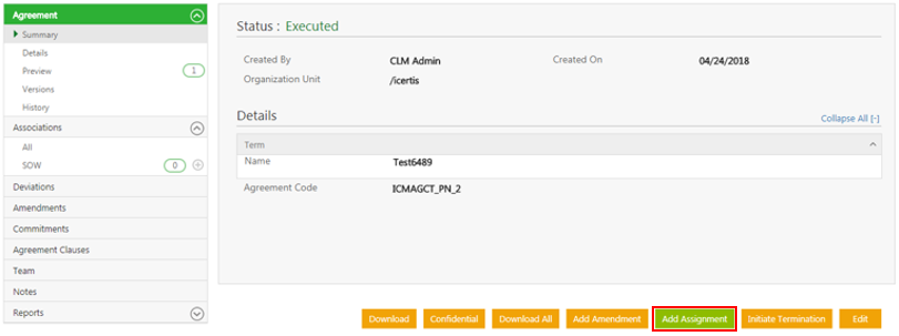 Add Assignment on Executed Agreements