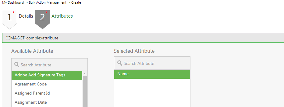 Bulk actions create page