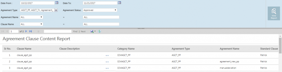 Agreement Clause Content Report