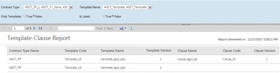 Template Clause Report