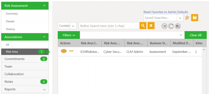 RM RIsk Area Creation